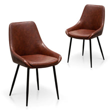 Load image into Gallery viewer, Cinnamon Brown PU Leather Dining Chair (Set of 2)