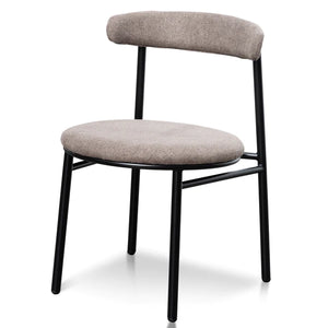 Caramel Grey Fabric Dining Chair with Black Legs