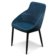Load image into Gallery viewer, Navy Blue Velvet Dining Chair with Black Legs