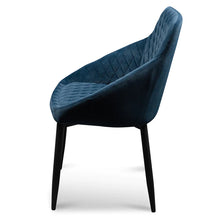 Load image into Gallery viewer, Navy Blue Velvet Dining Chair with Black Legs