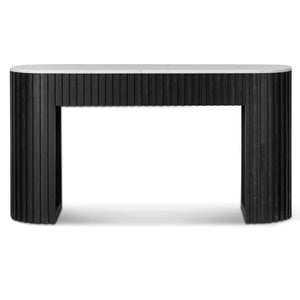 Black Console Table with White Marble