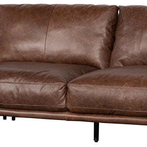 Dark Brown Four-Seater Right Chaise Leather Sofa