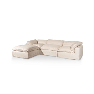 Linen Sand Fabric Corner Sofa