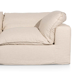 Linen Sand Fabric Corner Sofa