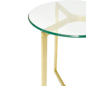 Round Glass Side Table with Gold Base