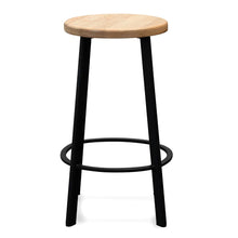 Load image into Gallery viewer, Black Frame Bar Stool with Natural Timber Seat
