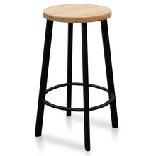 Load image into Gallery viewer, Black Frame Bar Stool with Natural Timber Seat