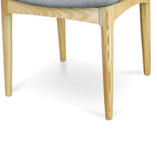 Load image into Gallery viewer, Natural Elbow Dining Chair with Light Grey Fabric Seat