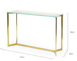 Glass Console Table with Gold Base