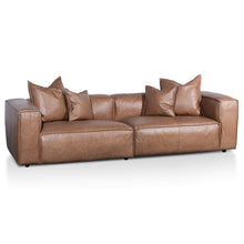 Load image into Gallery viewer, Saddle Brown Three-Seater Sofa with Cushion and Pillow